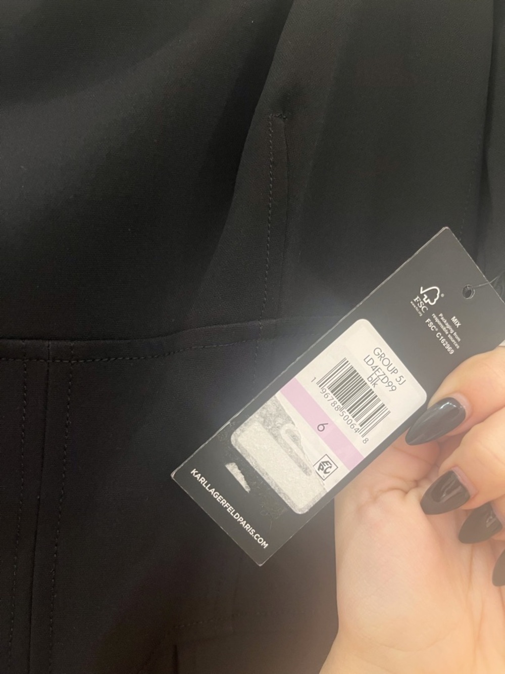 Karl Lagerfeld Black Square-Neck Puff Sleeve Mini Dress - Picture 6 of 6